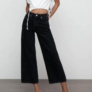 10 Zara High-Rise 90s Crop Wide Leg Baggy Black